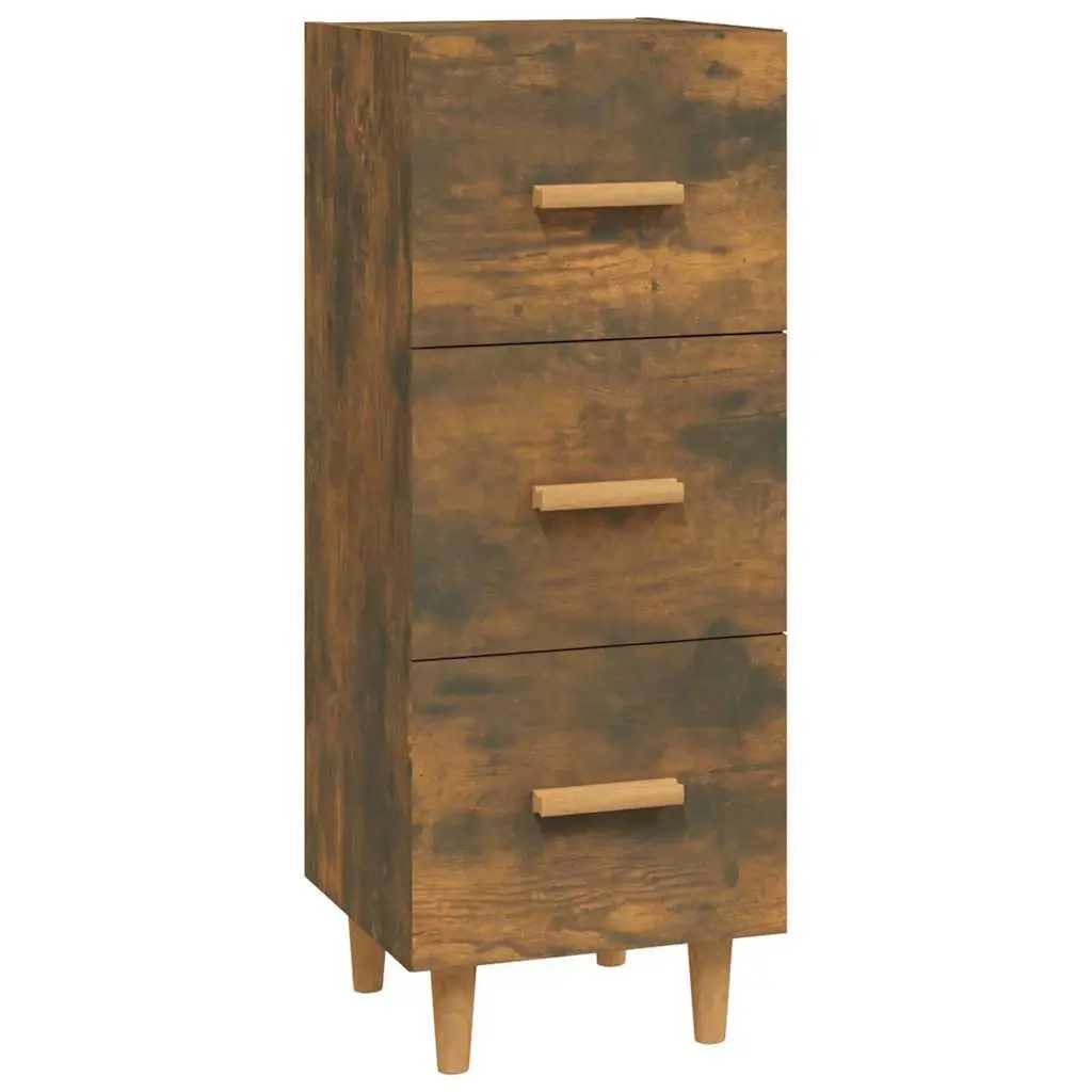 Sideboard Brown Engineered Wood Storage Cabinet 3 Drawers 34.5x34x90cm