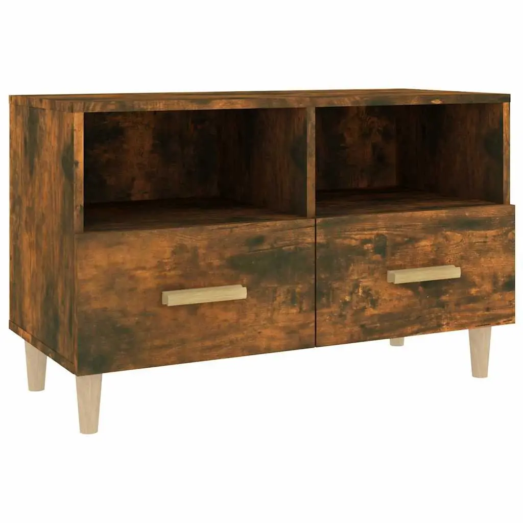 TV Cabinet Smoked Oak 80x36x50cm Engineered Wood with Drawers and Compartments