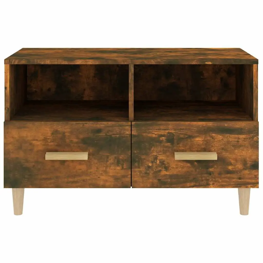 TV Cabinet Smoked Oak 80x36x50cm Engineered Wood with Drawers and Compartments