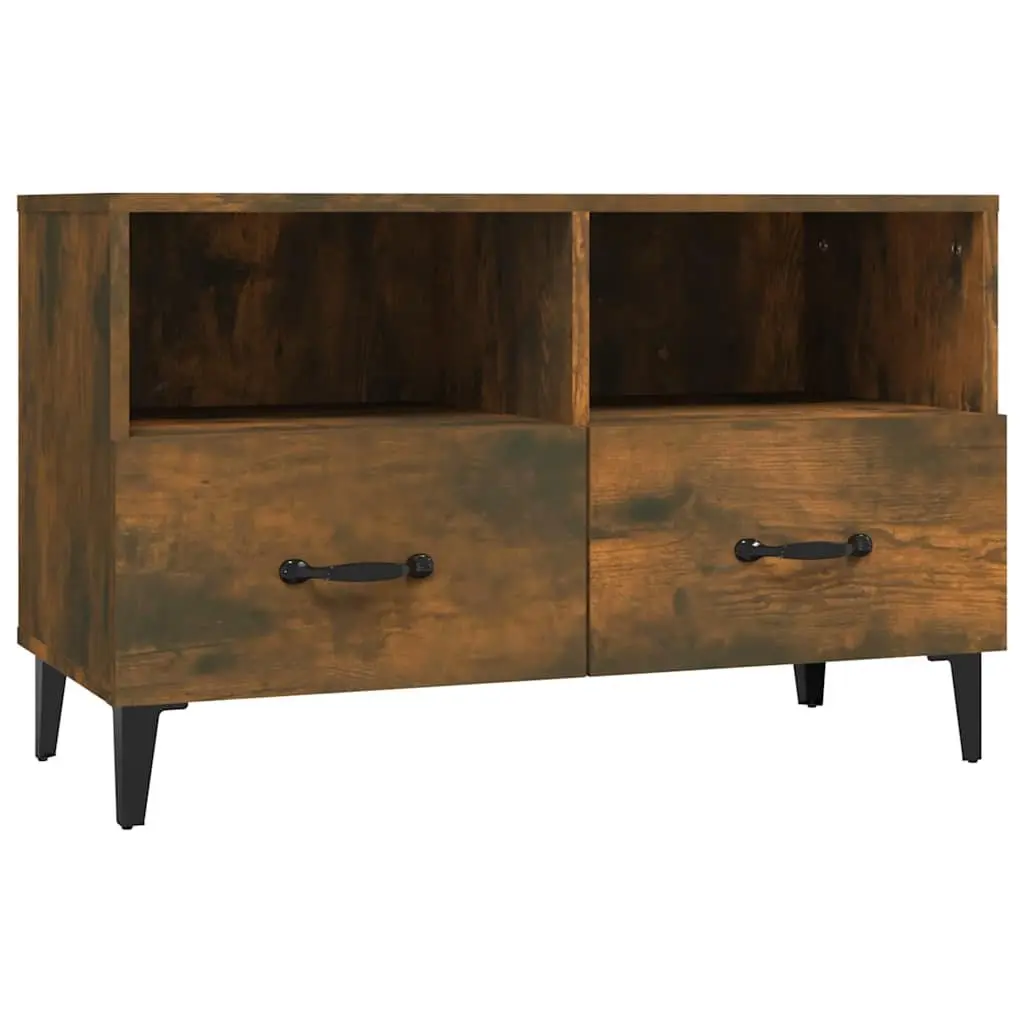 TV Cabinet Brown Engineered Wood Storage Drawers Compartments Sturdy Top