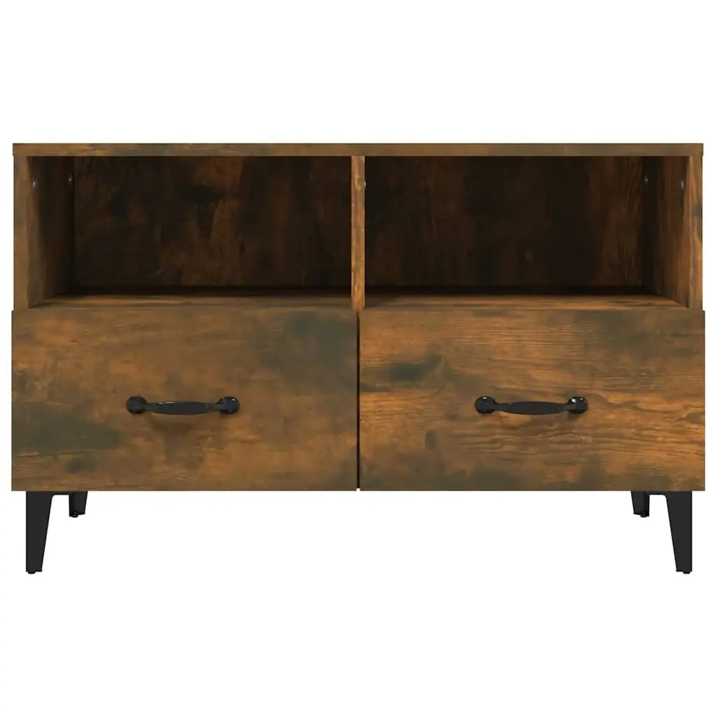 TV Cabinet Brown Engineered Wood Storage Drawers Compartments Sturdy Top