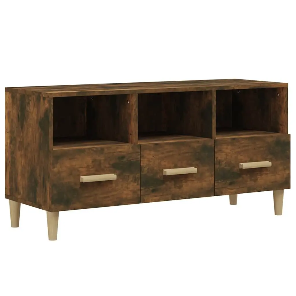 Brown Engineered Wood TV Cabinet Storage Unit with Drawers and Compartments 102 x 36 x 50 cm