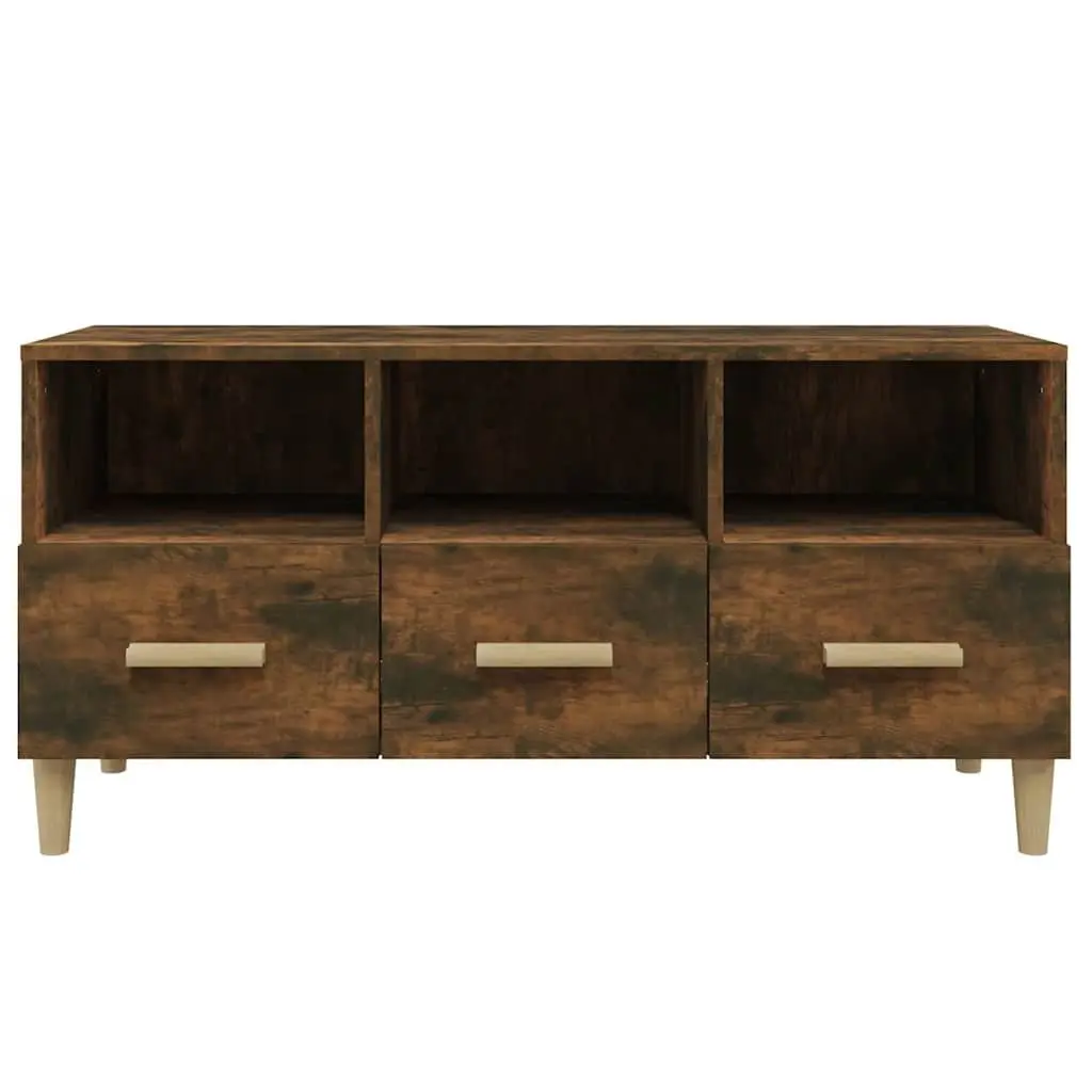 Brown Engineered Wood TV Cabinet Storage Unit with Drawers and Compartments 102 x 36 x 50 cm