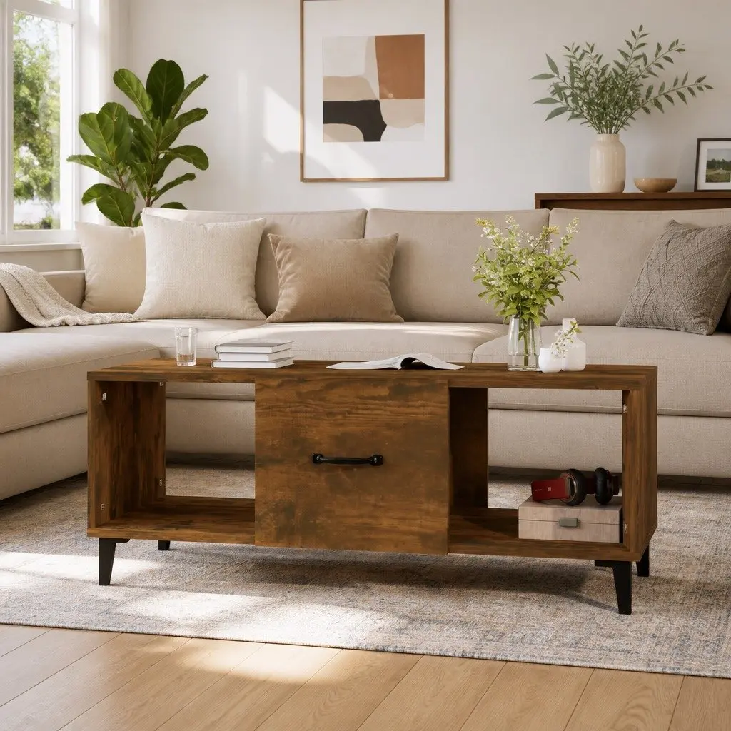Coffee Table with Storage Compartments Brown Engineered Wood Living Room
