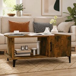 Brown Engineered Wood Coffee Table with Shelf Space