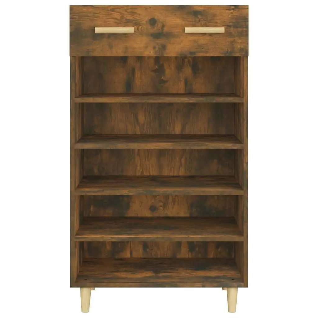 Shoe Cabinet Brown Storage Organiser 5 Compartments Drawer Engineered Wood