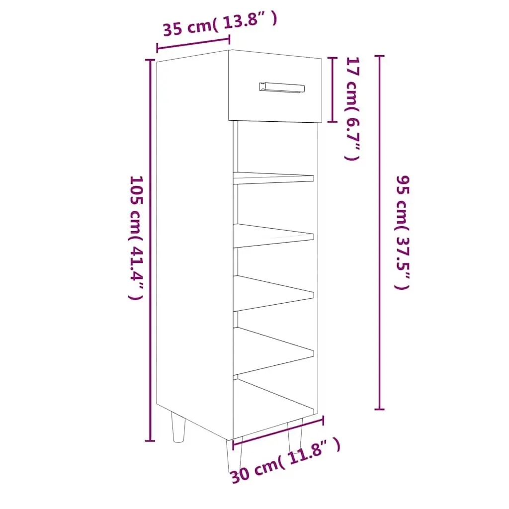 Shoe Cabinet Storage Organiser Brown Engineered Wood Hallway Bedroom Furniture