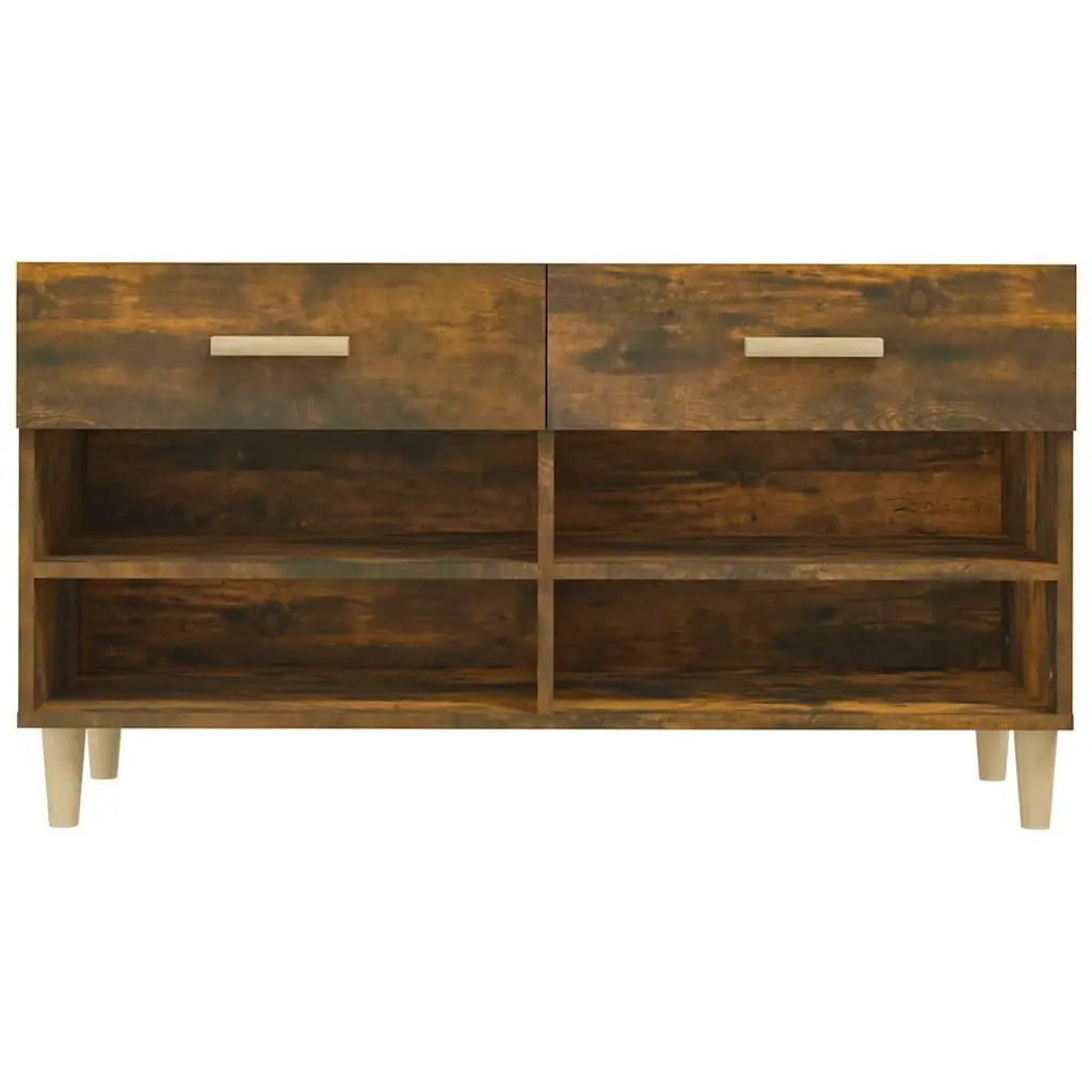 Shoe Cabinet Brown Engineered Wood 2 Drawers 4 Compartments Storage Organiser Furniture