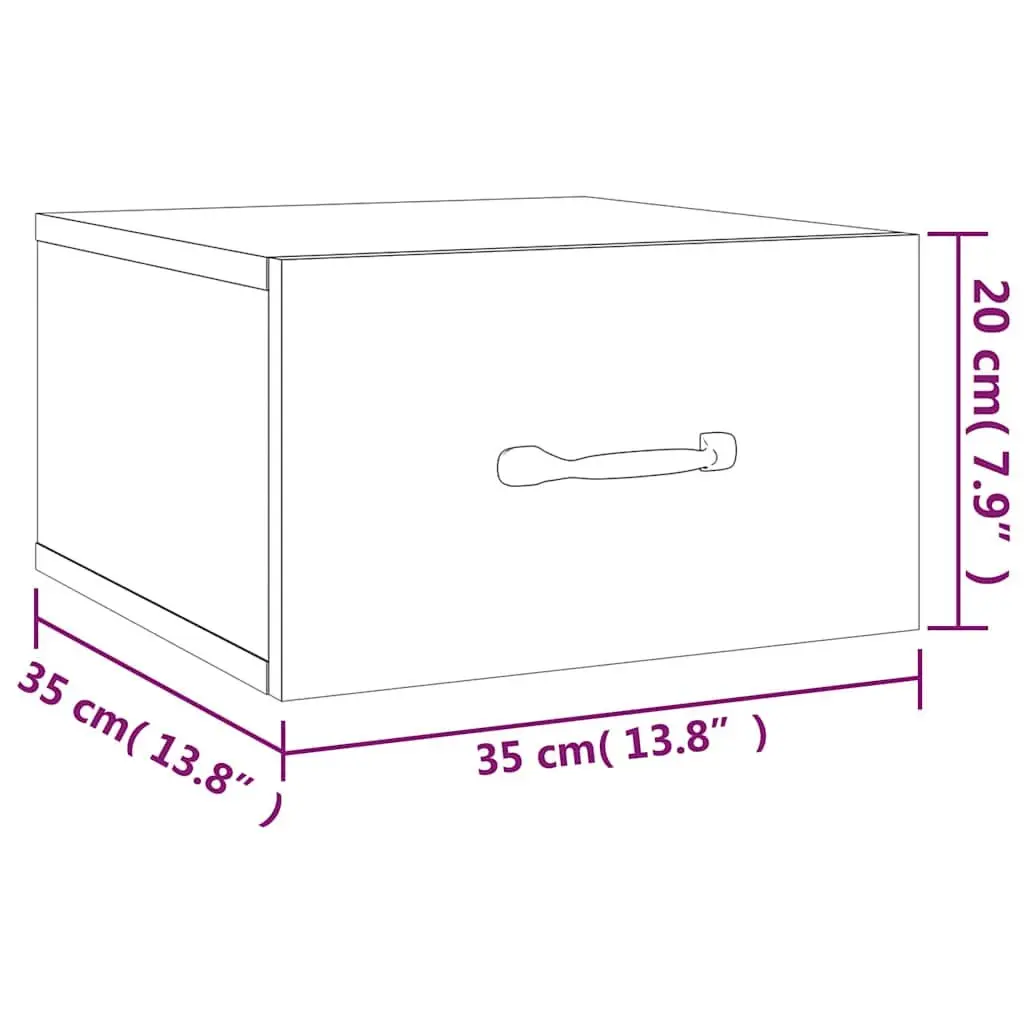 Wall-mounted Bedside Cabinet Brown 2 pcs Floating Storage Bedroom Nightstand