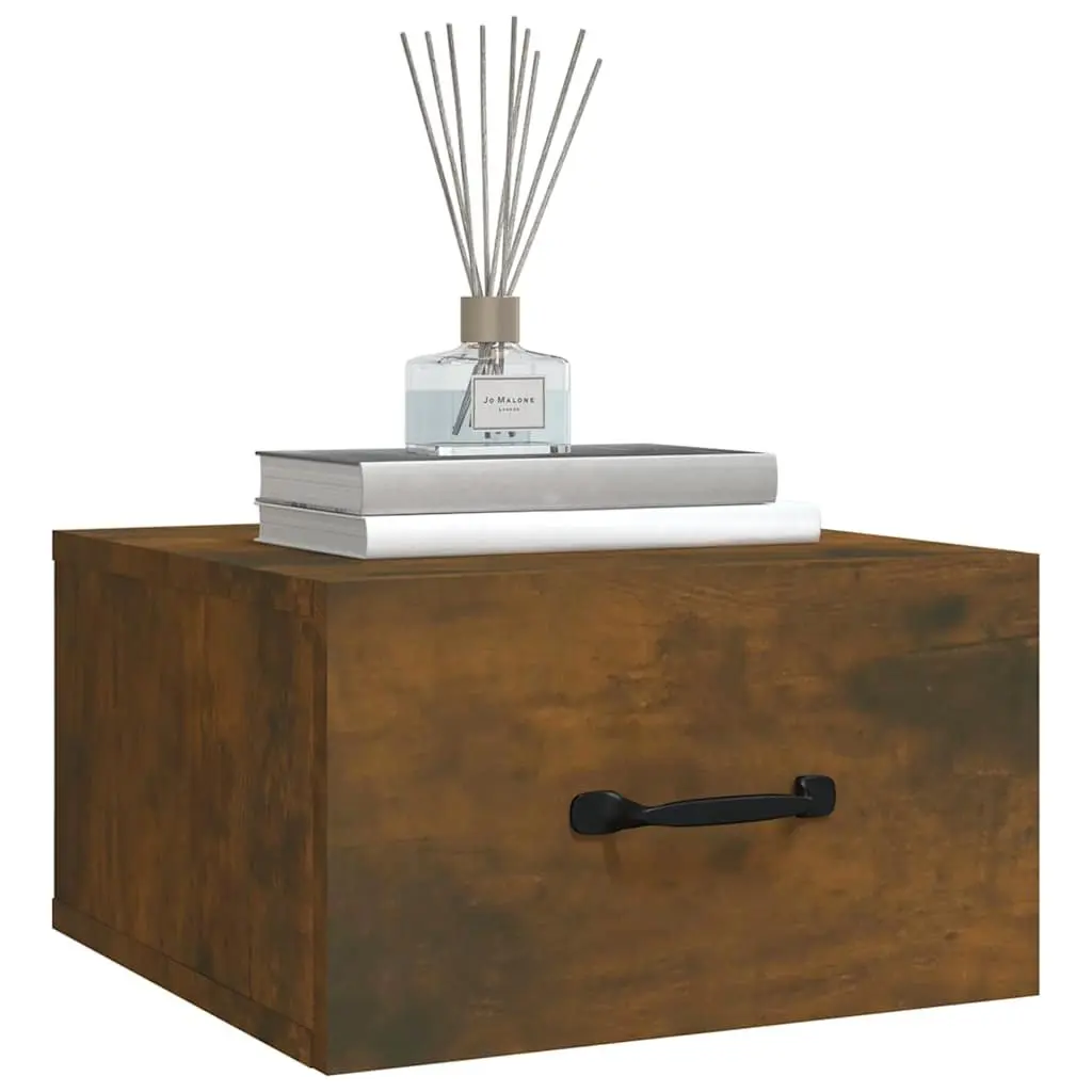 Wall-mounted Bedside Cabinet Brown 2 pcs Floating Storage Bedroom Nightstand