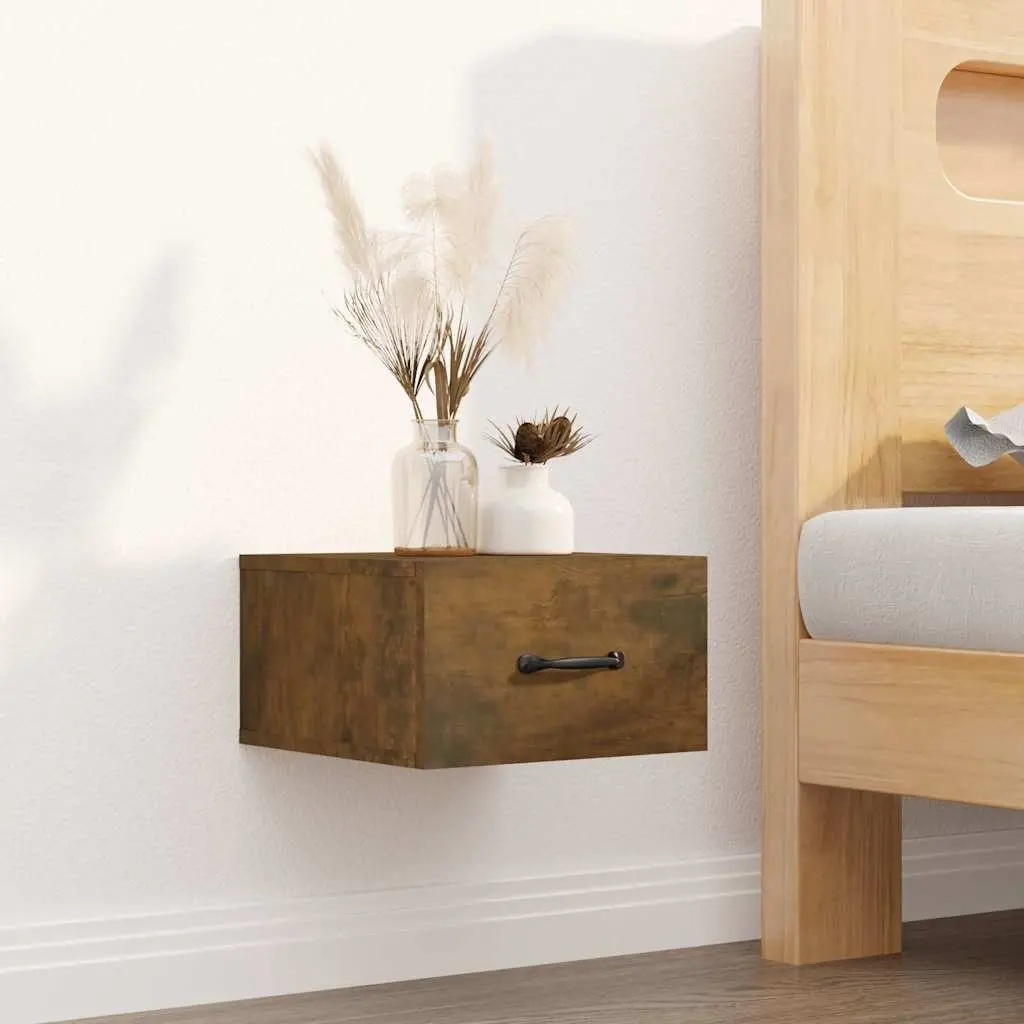 Wall-mounted Bedside Cabinet Brown 2 pcs Floating Storage Bedroom Nightstand