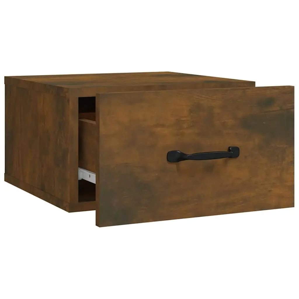 Wall-mounted Bedside Cabinet Brown 2 pcs Floating Storage Bedroom Nightstand