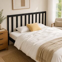 Black Solid Pine Wood Bed Headboard - Compact & Stylish