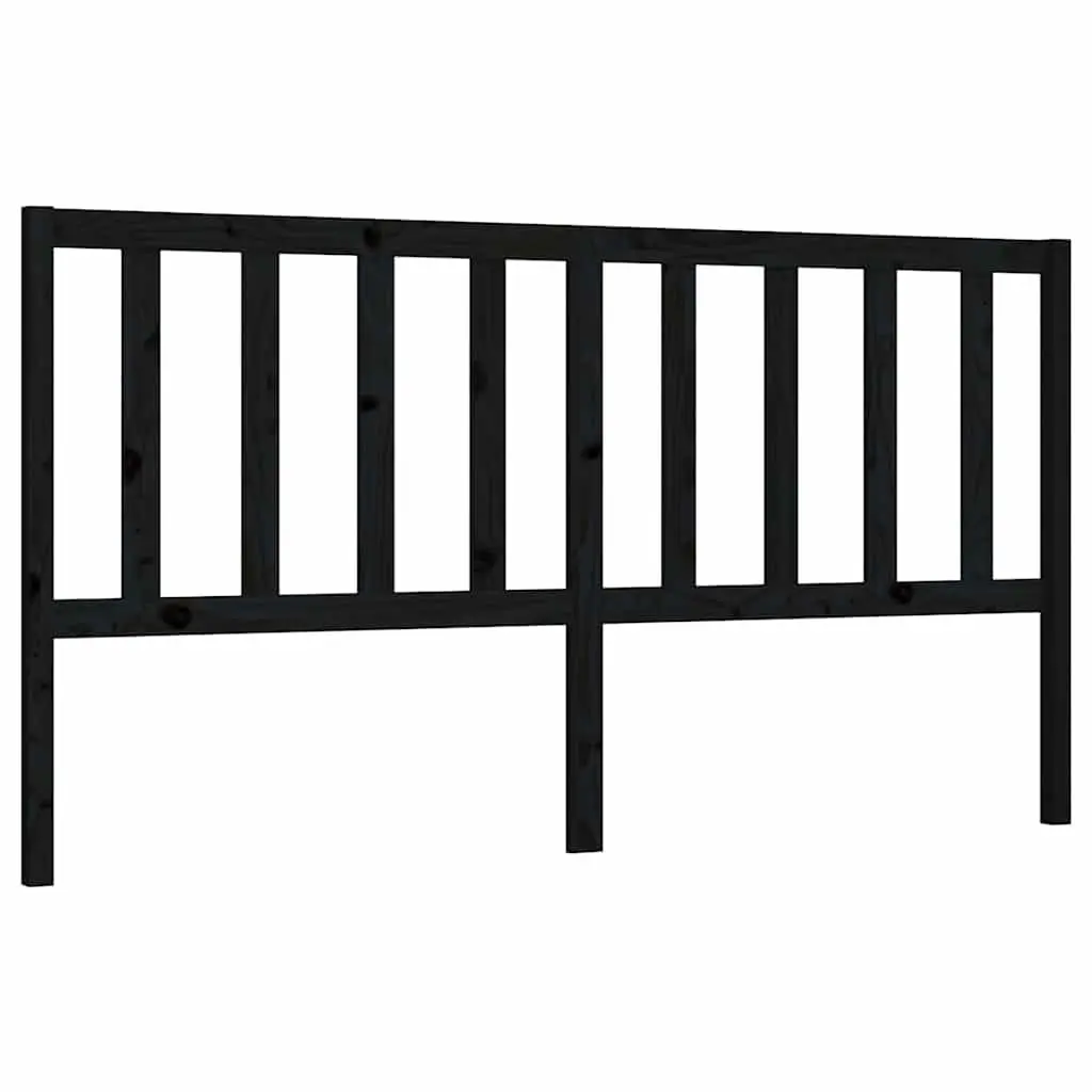 Bed Headboard Black 186cm Solid Pine Wood Back Support