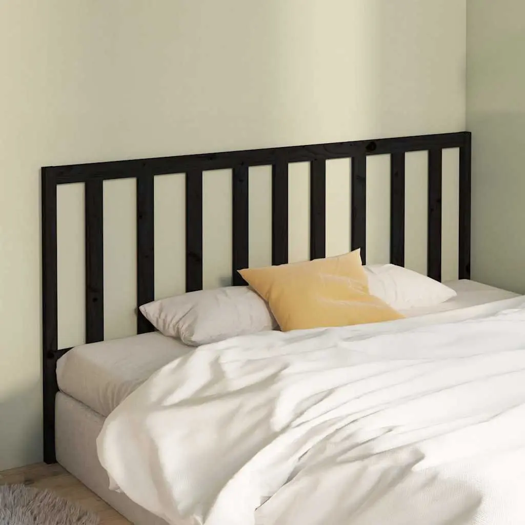 Bed Headboard Black 186cm Solid Pine Wood Back Support