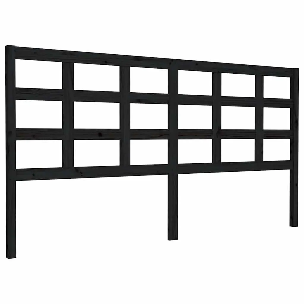 Solid Pine Wood Black Headboard