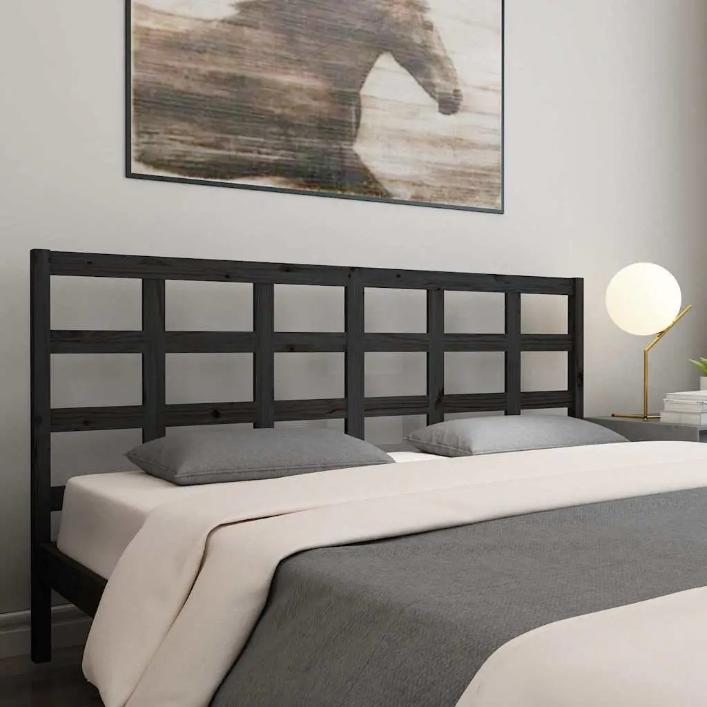 Solid Pine Wood Black Headboard
