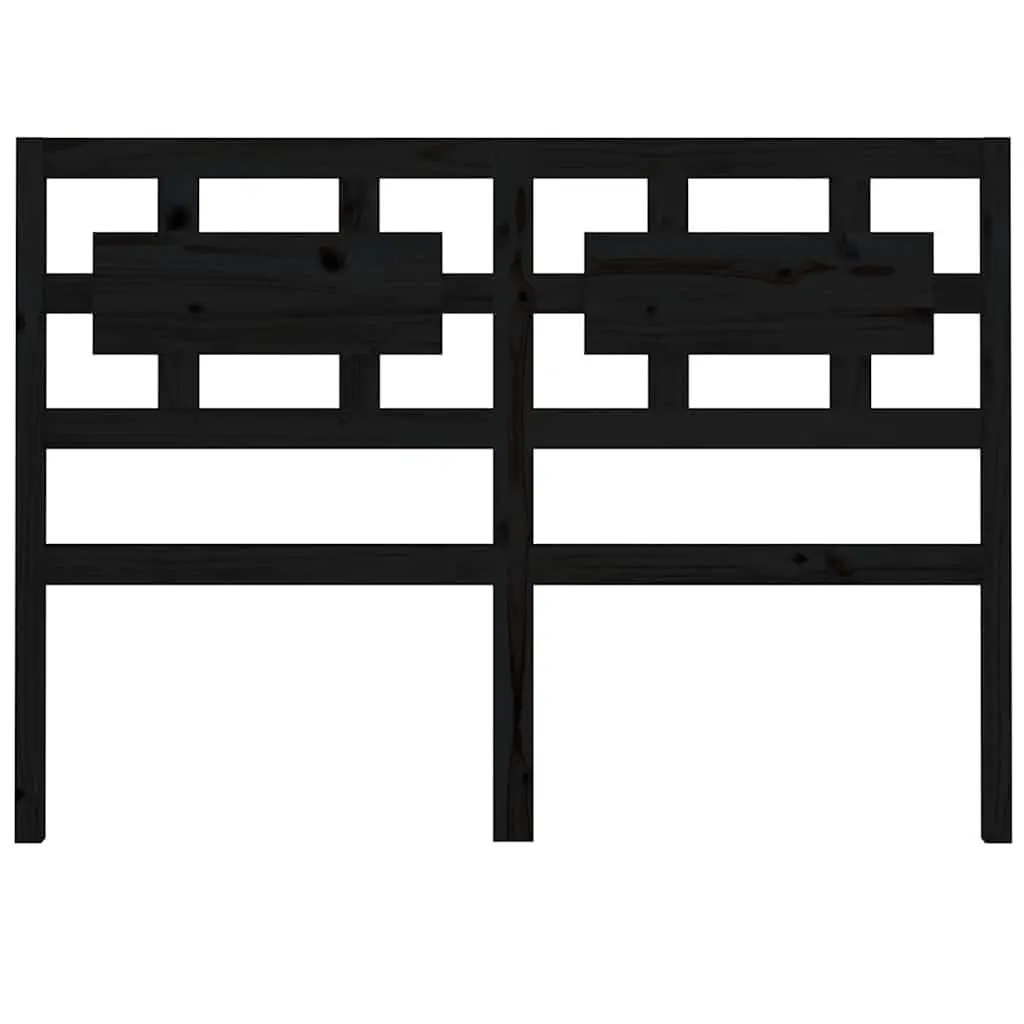 Bed Headboard 140.5 cm Black Solid Pine Wood Rustic Design Bedroom Furniture