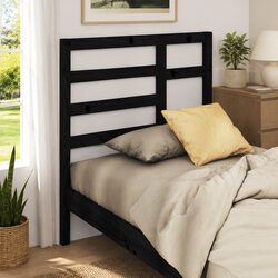 Concise Black Solid Pine Bed Headboard - 96cm