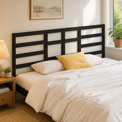 Compact Black Wooden Headboard: Stylish & Functional