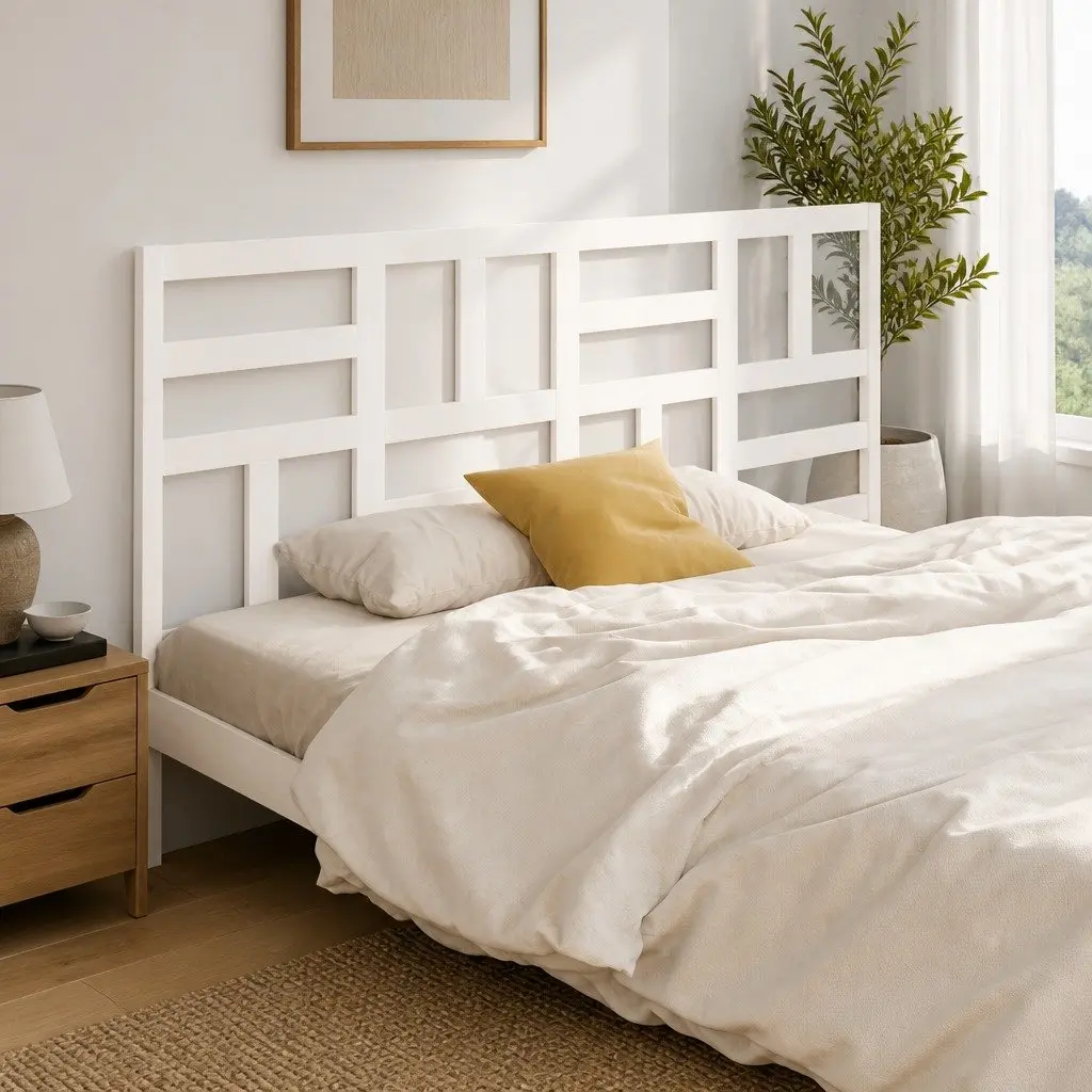 White Wooden Bed Headboard 186cm for Any Bed