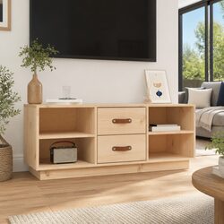 Compact 100x34x40 cm Solid Pine TV Cabinet