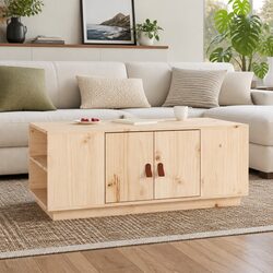 Coffee Table 100x50x41 cm Brown Solid Pine Wood Storage Compartment Shelves