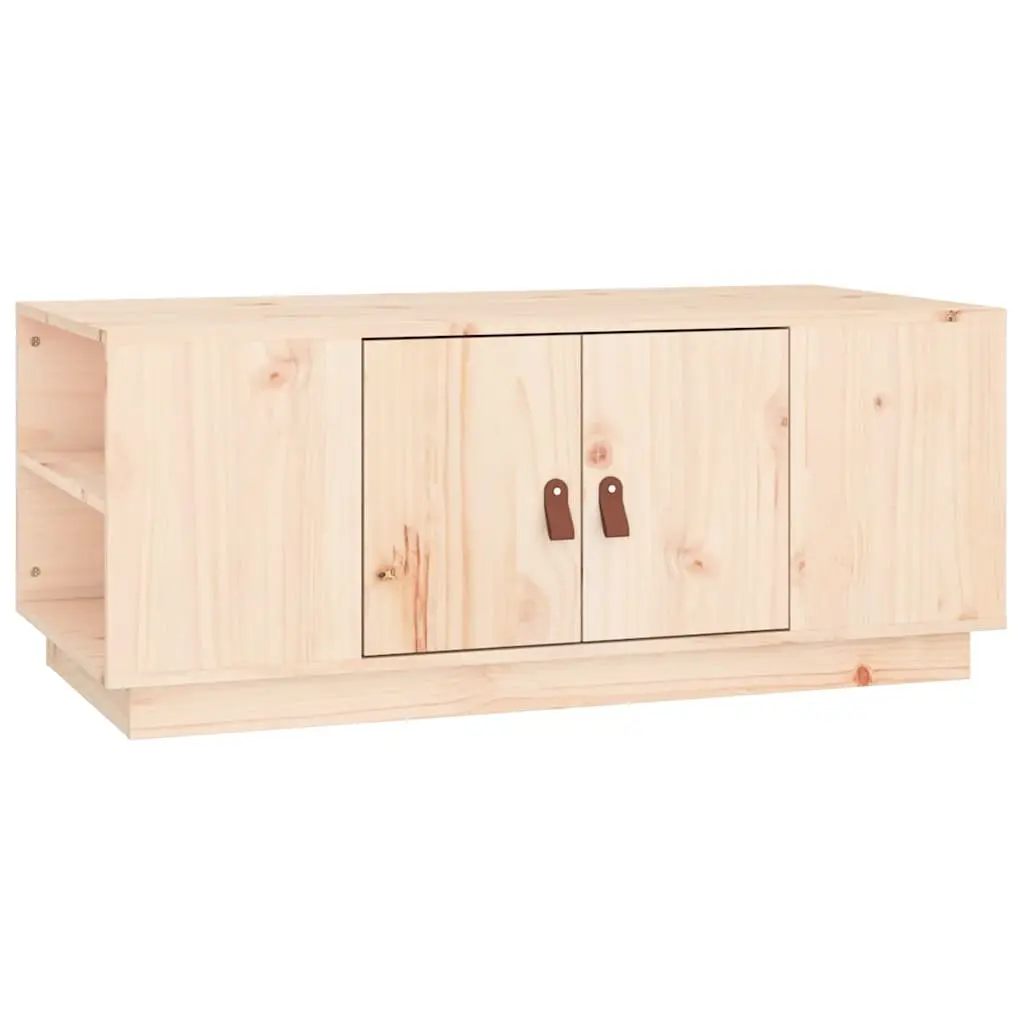 Solid Pine Wood Coffee Table Brown 100x50x41cm with Storage Compartment and Shelves