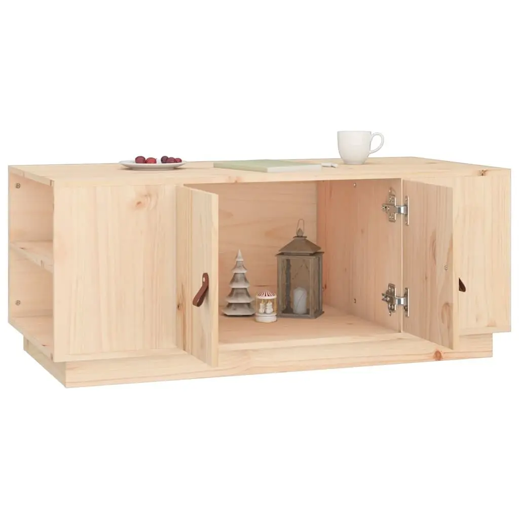 Solid Pine Wood Coffee Table Brown 100x50x41cm with Storage Compartment and Shelves