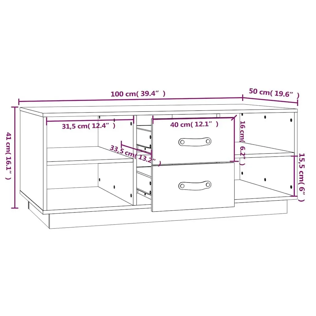 Coffee Table Brown 100x50x41 cm Solid Wood with Storage Drawers and Shelves