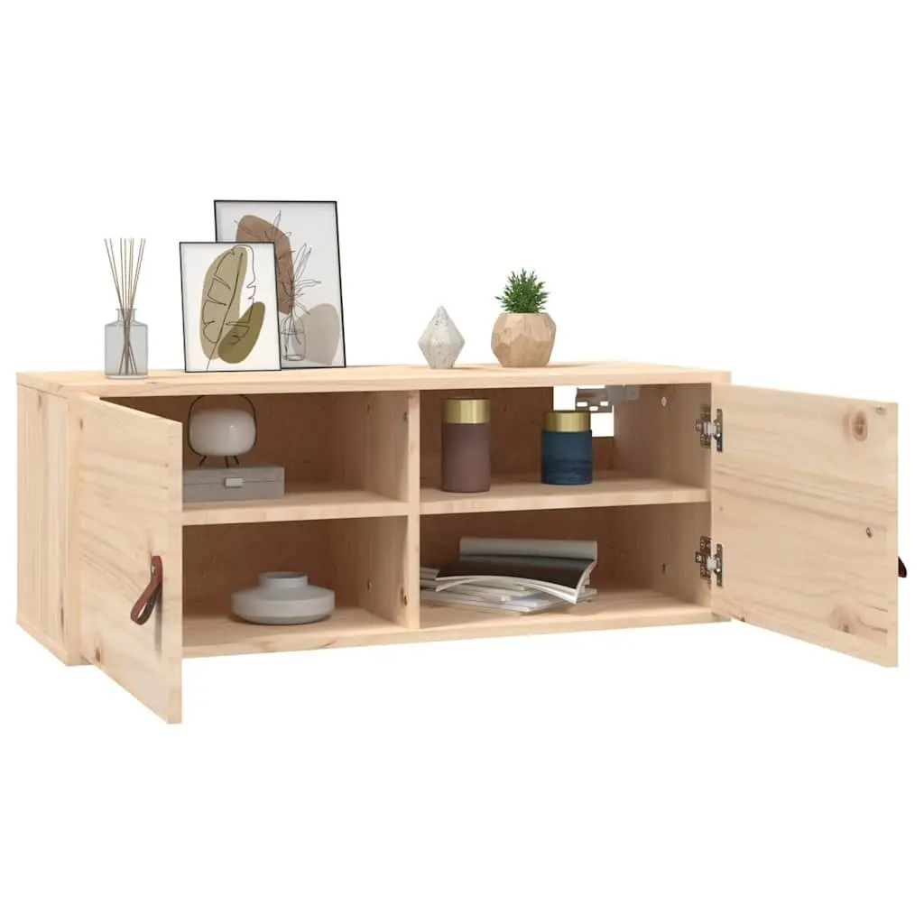 Wall Mounted Storage Cabinet Brown Solid Pine Wood 80x30x30 cm Space Saving Organizer