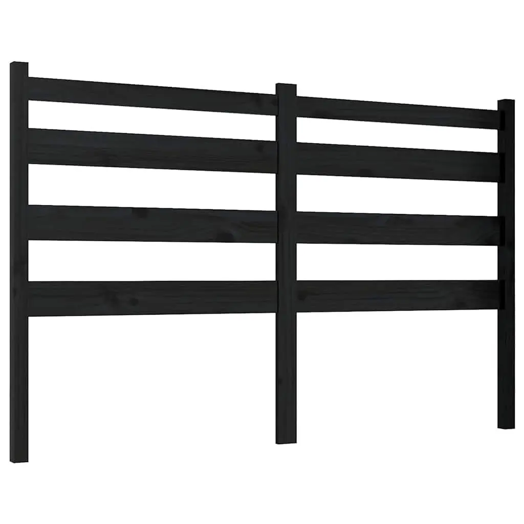 Wooden Bed Headboard 141cm Black Slatted Pine Modern Bedroom Furniture Support