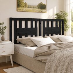 141 cm Black Solid Pine Wood Bed Headboard