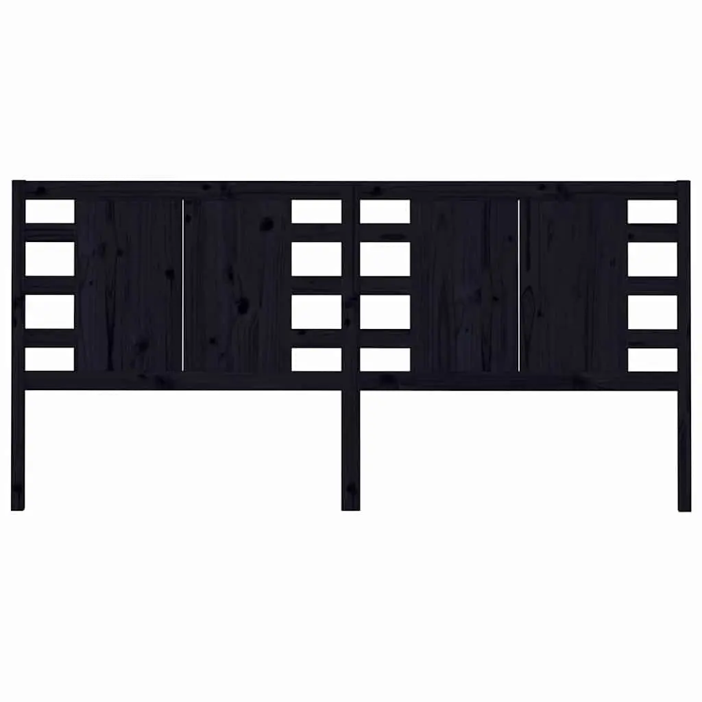 Headboard Black 141 cm Solid Wood Pine Back Support