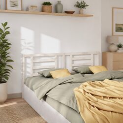 Bed Headboard 156 cm White Wooden Slatted Design Solid Pine Frame Support