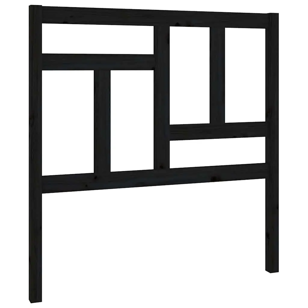 Bed Headboard Black 95.5cm Solid Pine Wood Slatted Modern Bedroom Furniture