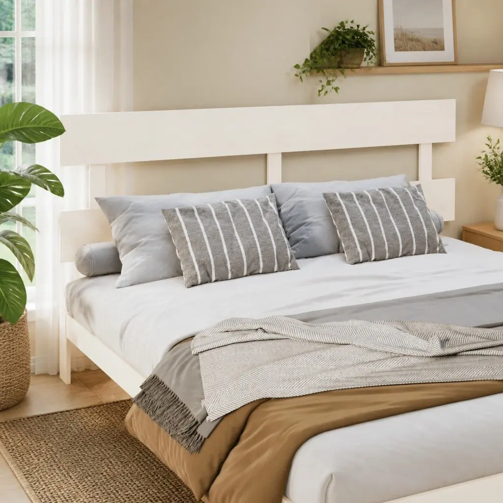 Solid Wood Bed Headboard White 184cm Backrest Support