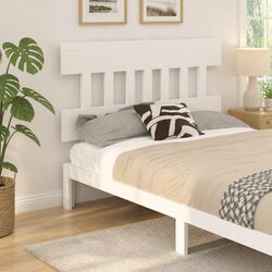 Compact 183.5cm White Headboard in Solid Pine Wood