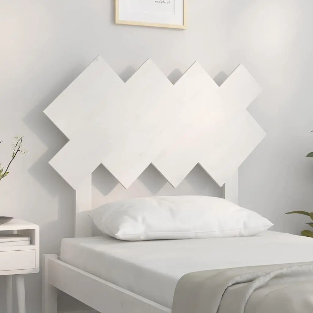 Bed Headboard White 92cm Solid Pine Wood Natural Grain Rustic Character