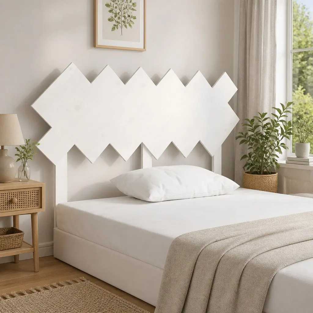 Bed Headboard White 132 cm Solid Pine Wood Bedroom Furniture Wall Mount