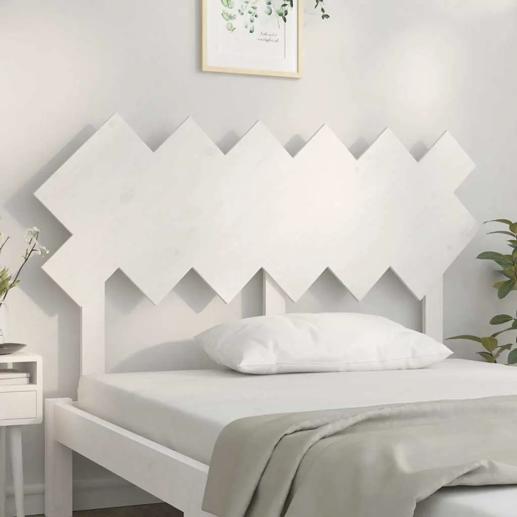 Bed Headboard White 132 cm Solid Pine Wood Bedroom Furniture Wall Mount