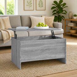 Grey Coffee Table with Lift-Top Convenience