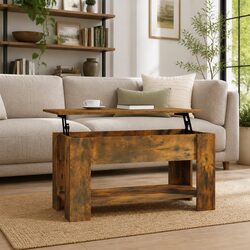 Concise Design: Lift-Top Smoked Oak Coffee Table