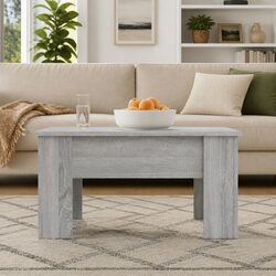 Efficient Grey Lift-Top Coffee Table with Storage