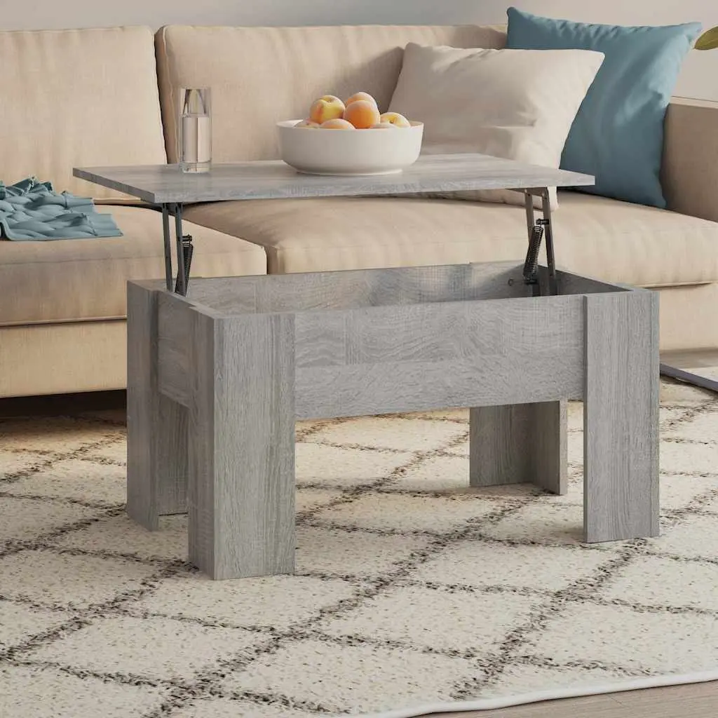 Coffee Table Grey Lift-Top Storage Compartment Multi-Purpose Work Desk