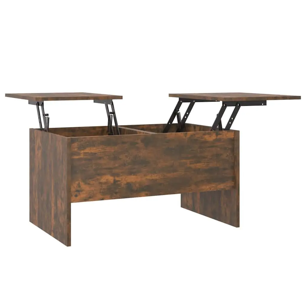 Lift-Top Coffee Table Brown Engineered Wood Adjustable Height Storage Compartments