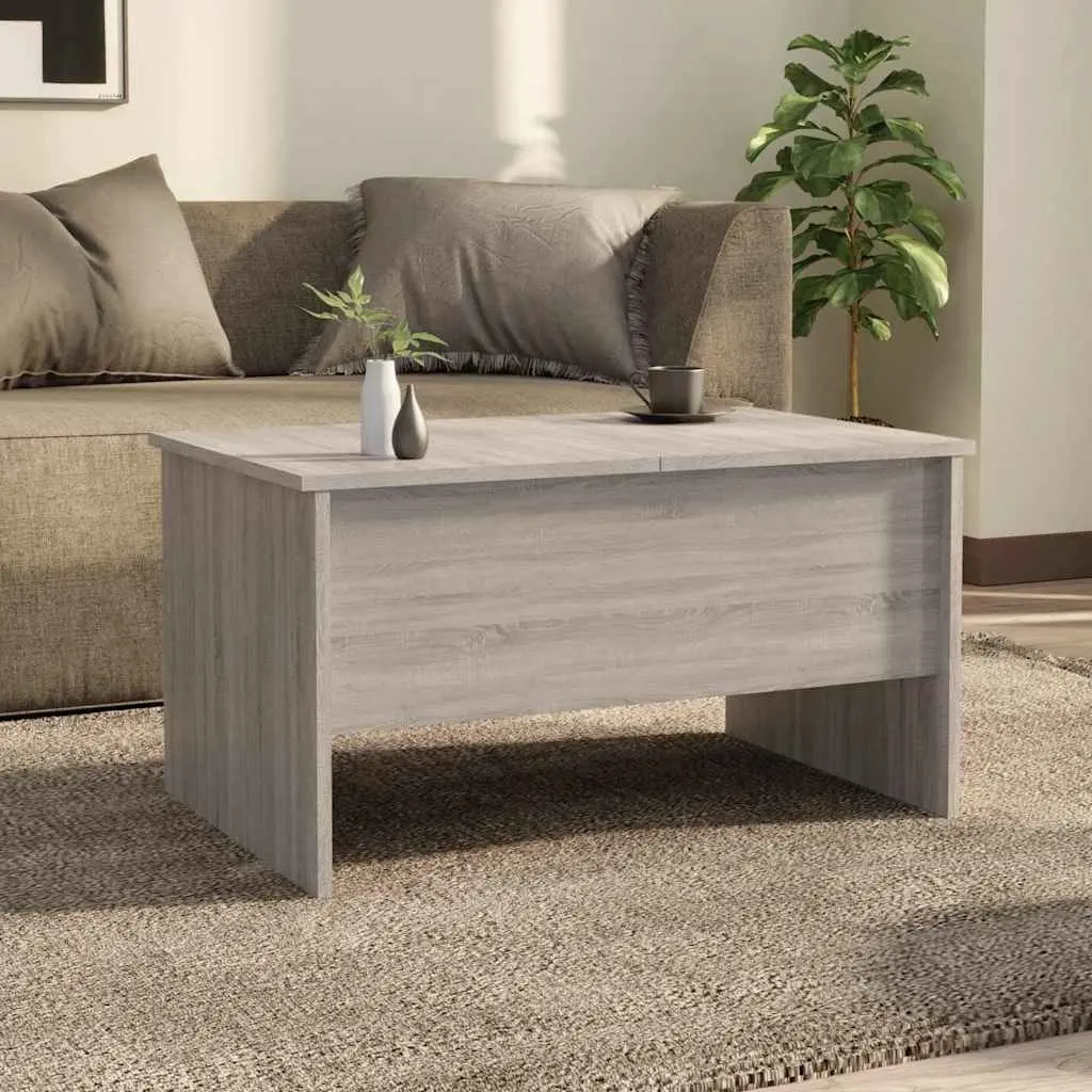 Adjustable Coffee Table Grey Sonoma with Liftable Top and Storage Compartments