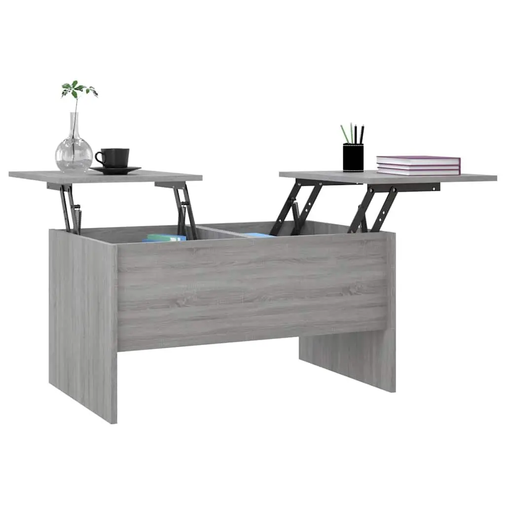 Adjustable Coffee Table Grey Sonoma with Liftable Top and Storage Compartments
