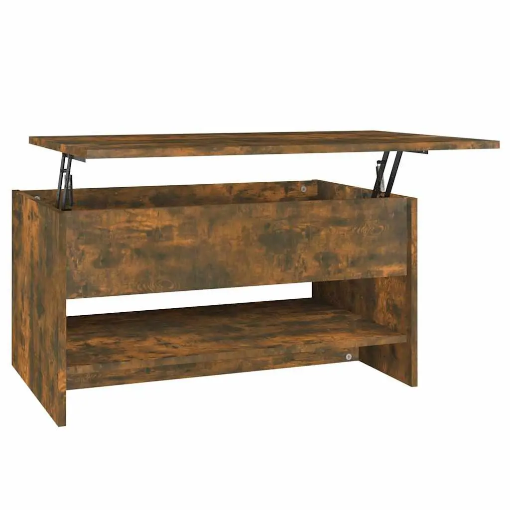 Coffee Table with Hidden Storage Smoked Oak Adjustable Liftable Top Modern