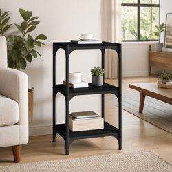 Compact and Durable Black 3-Tier Book Cabinet